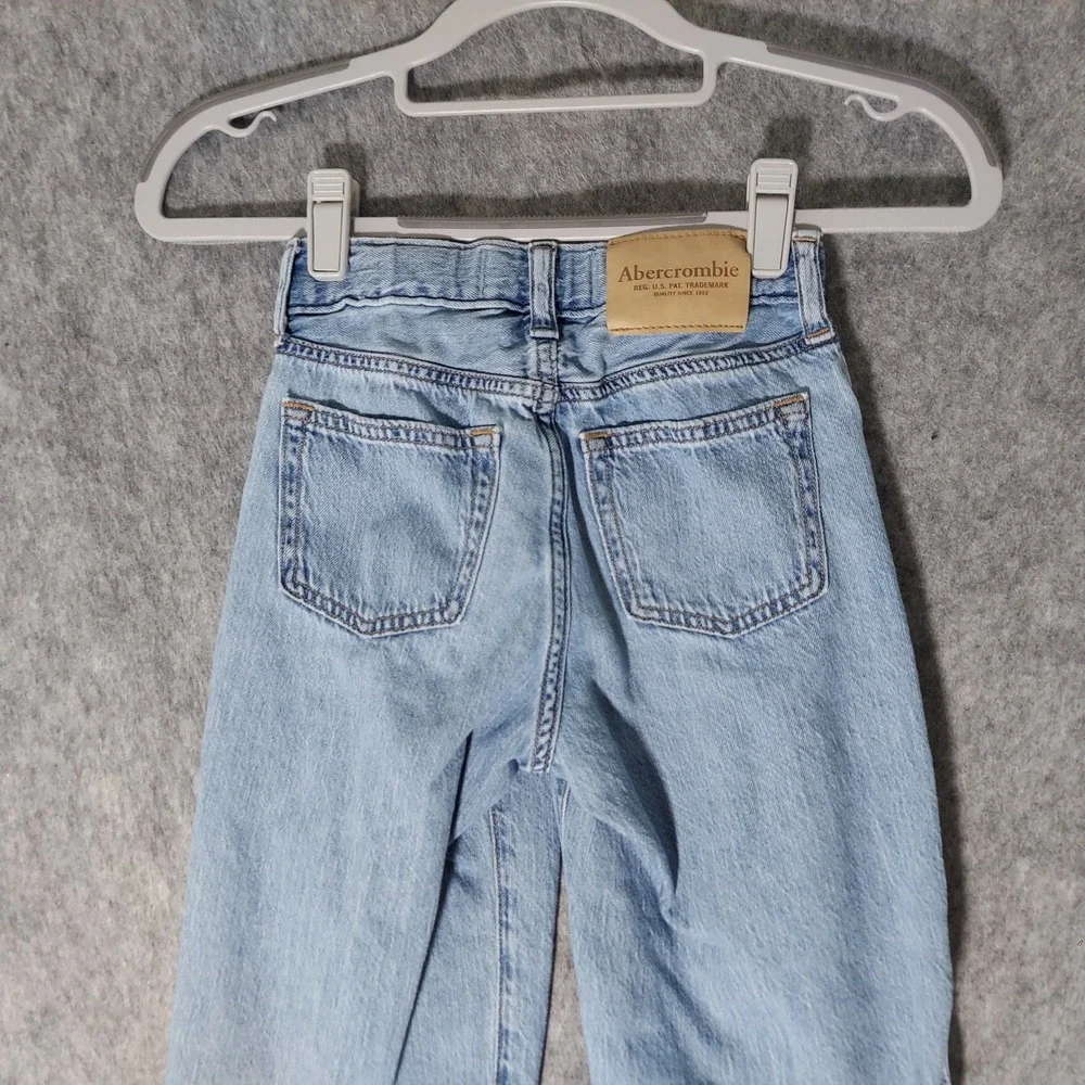 Abercrombie Kids Girls Baggy Jeans 5/6 Long Blue Streetwear Adjustable Waist